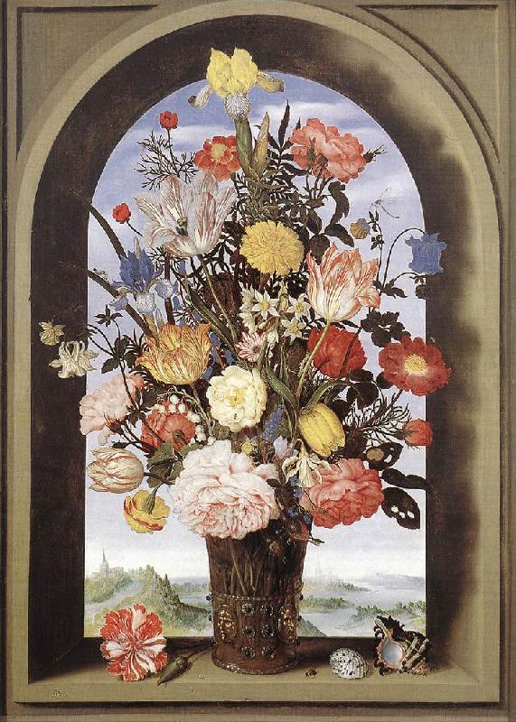 BOSSCHAERT, Ambrosius the Elder Bouquet in an Arched Window  yuyt Germany oil painting art